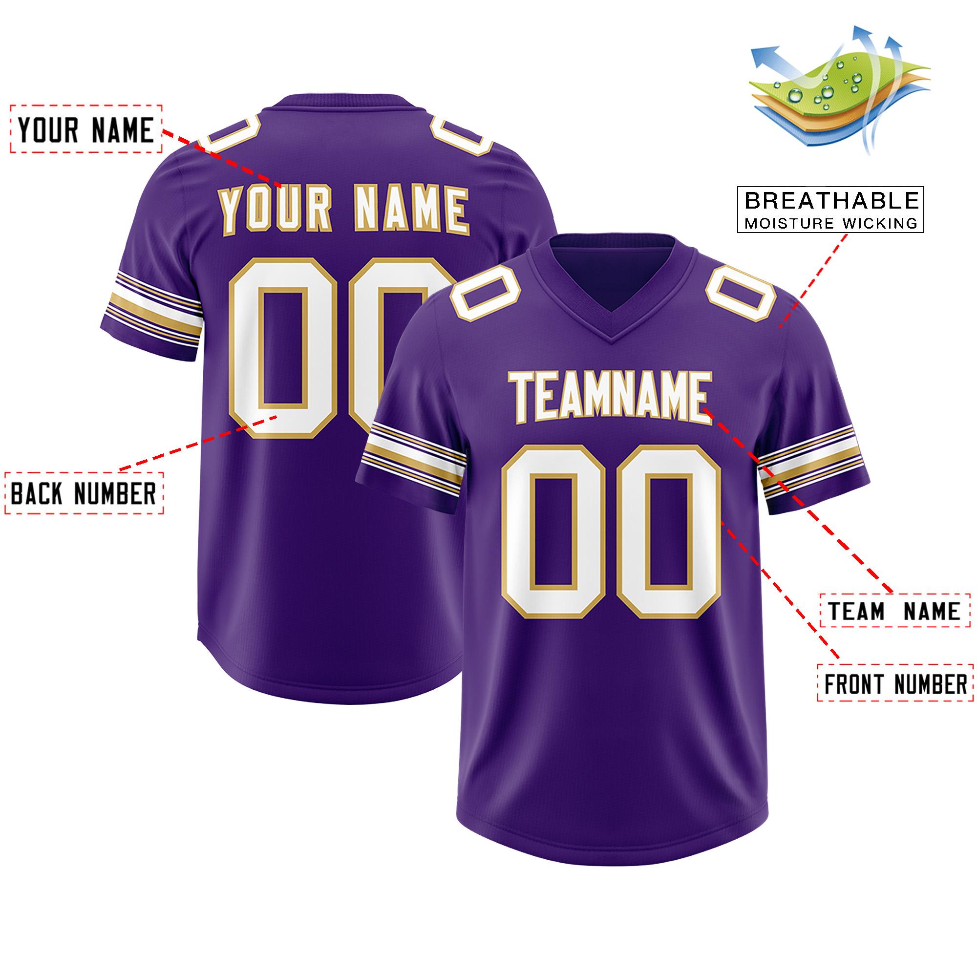 Custom Purple White Retro Personalized Sleeve Line Authentic Football Jersey