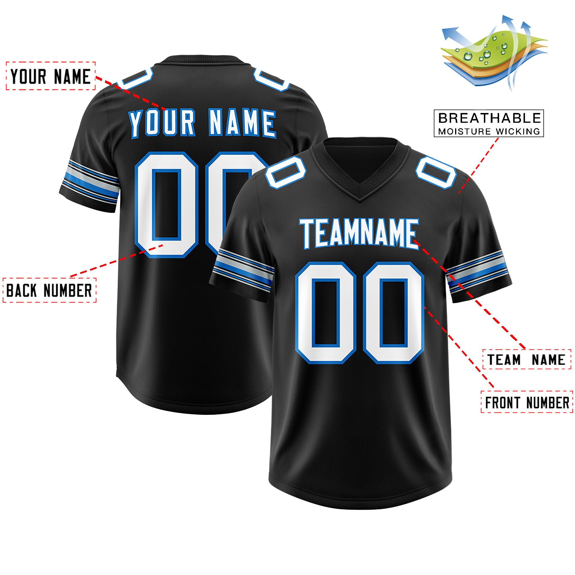 Custom Black White Retro Personalized Sleeve Line Authentic Football Jersey