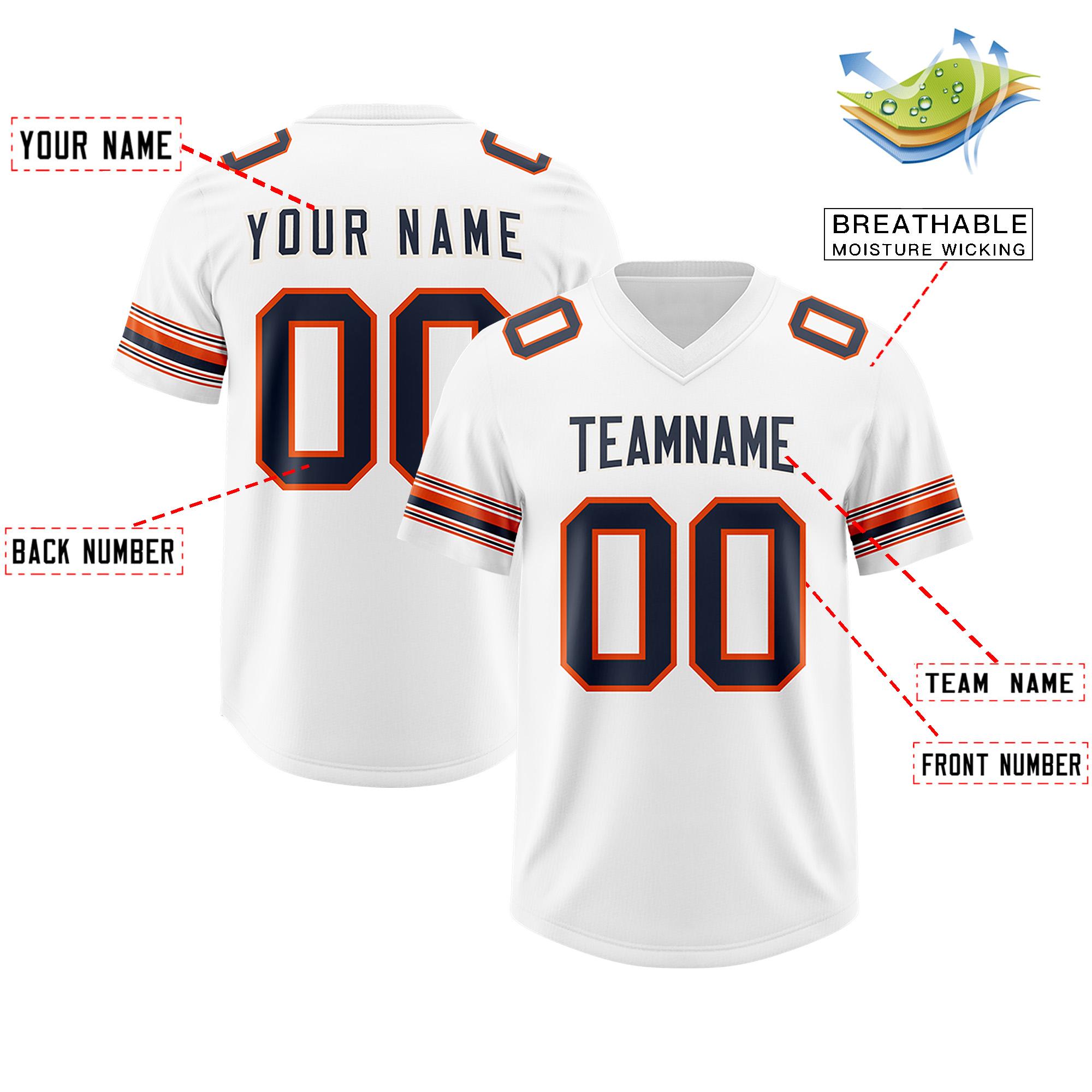 Custom White Navy Retro Personalized Sleeve Line Authentic Football Jersey