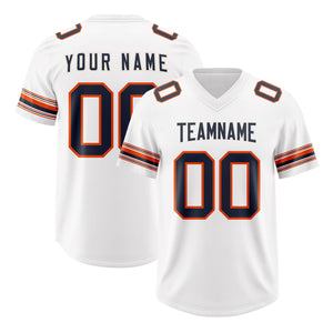 Custom White Navy Retro Personalized Sleeve Line Authentic Football Jersey