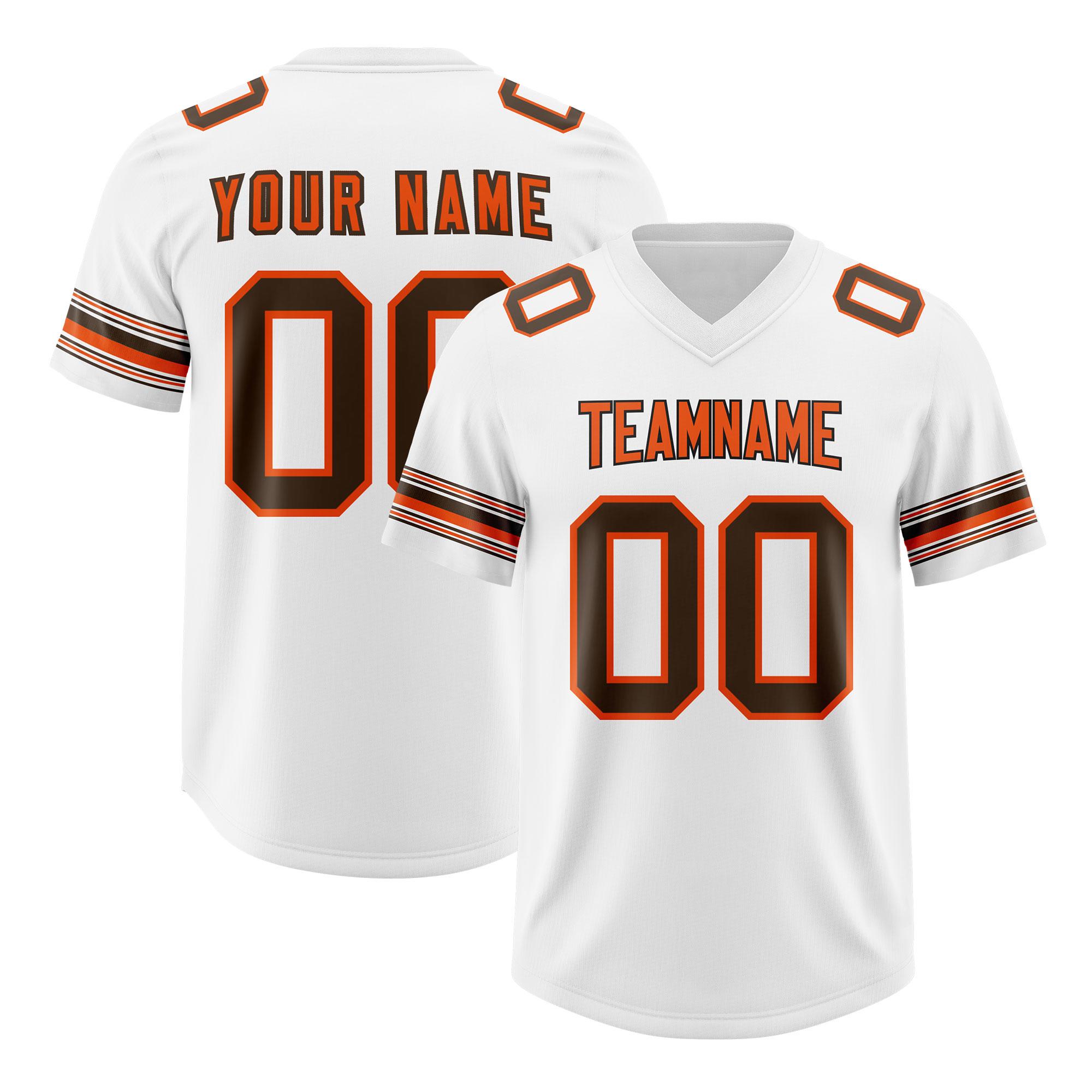 Custom White Brown Retro Personalized Sleeve Line Authentic Football Jersey