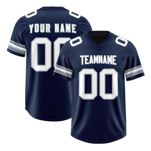 Custom Navy White Retro Personalized Sleeve Line Authentic Football Jersey