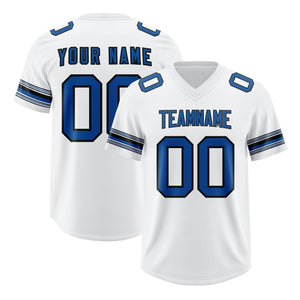 Custom White Royal Retro Personalized Sleeve Line Authentic Football Jersey