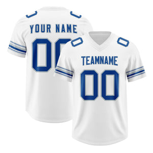 Custom White Royal Retro Personalized Sleeve Line Authentic Football Jersey