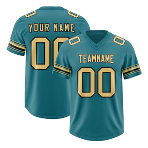 Custom Aqua Khaki Retro Personalized Sleeve Line Authentic Football Jersey