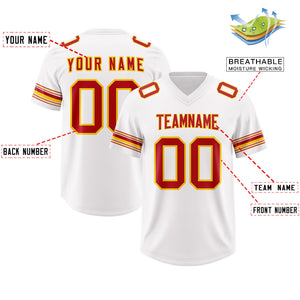 Custom White Red Retro Personalized Sleeve Line Authentic Football Jersey