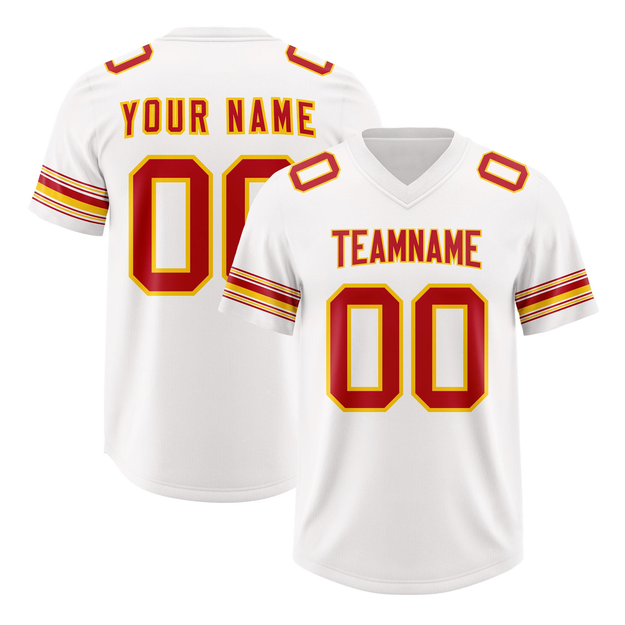 Custom White Red Retro Personalized Sleeve Line Authentic Football Jersey