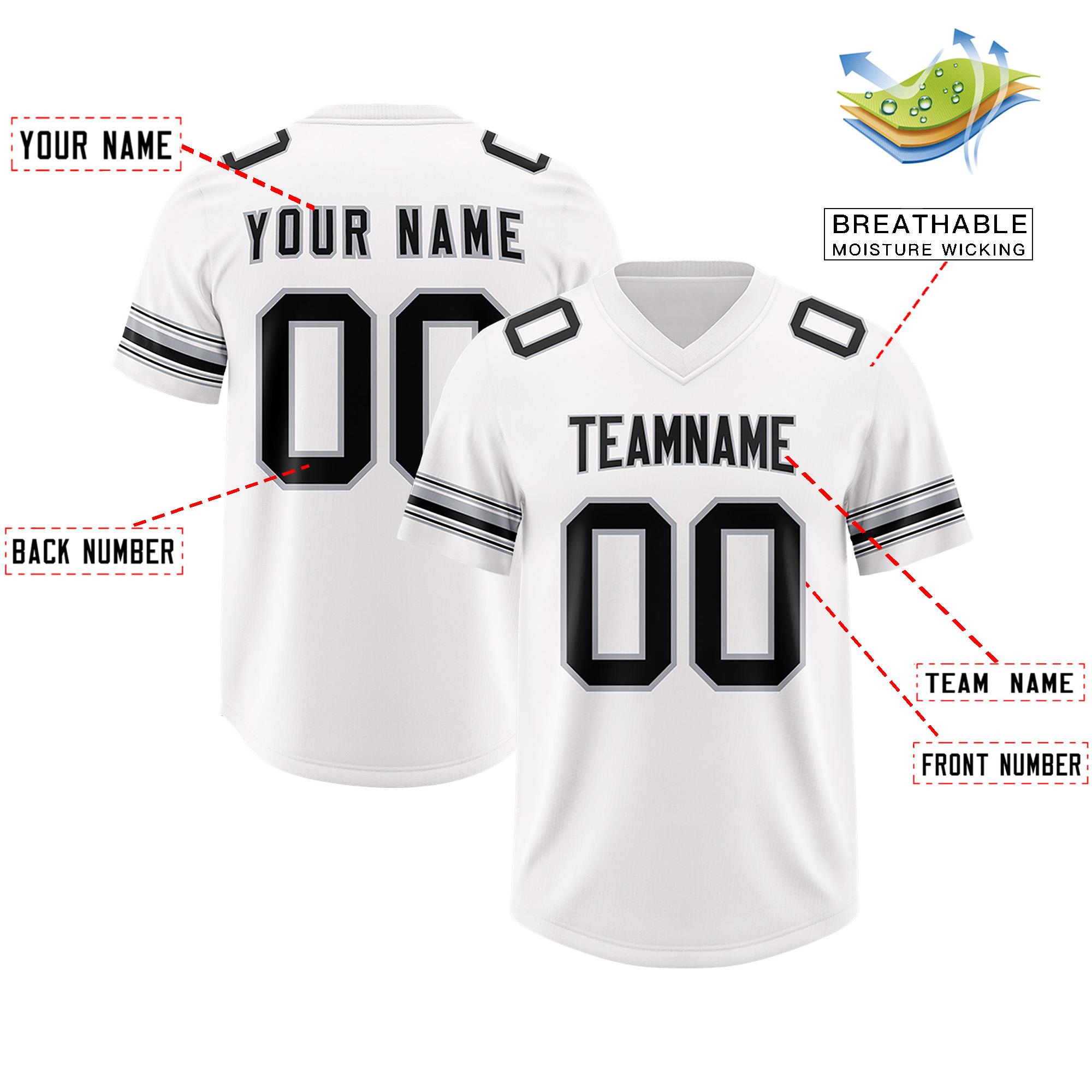 Custom White Black Retro Personalized Sleeve Line Authentic Football Jersey