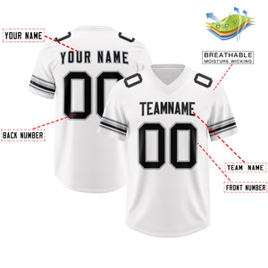 Custom White Black Retro Personalized Sleeve Line Authentic Football Jersey