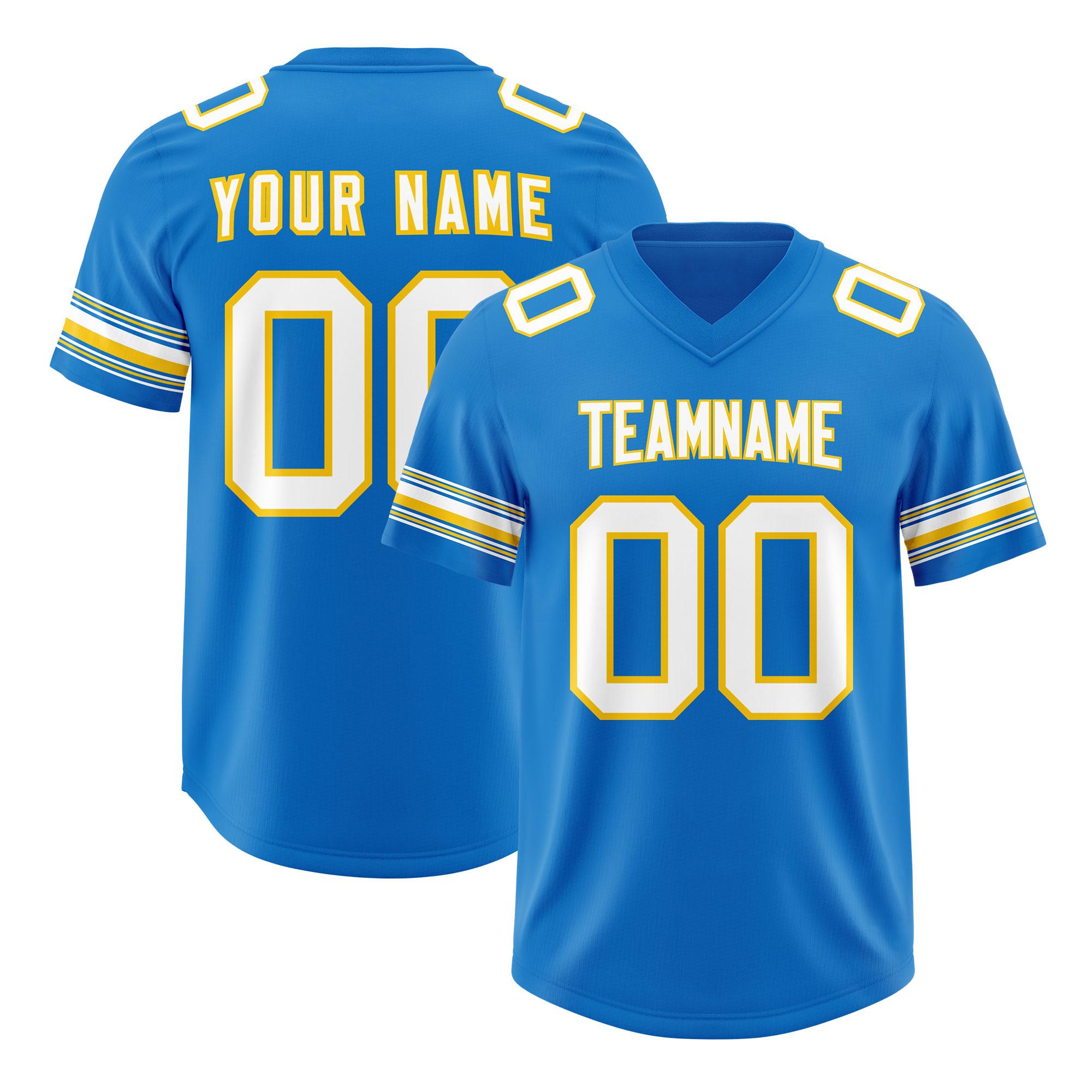 Custom Powder Blue White Retro Personalized Sleeve Line Authentic Football Jersey