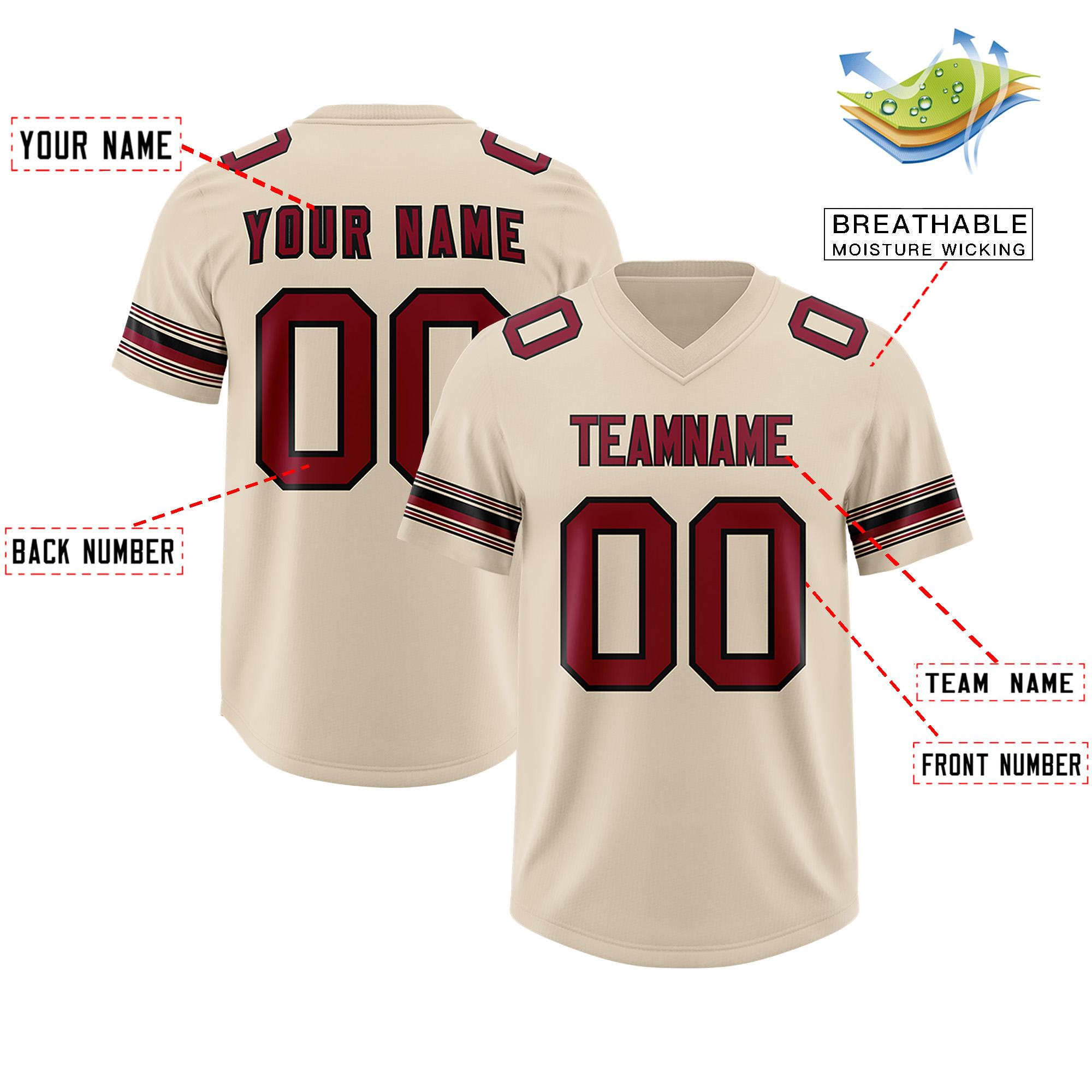 Custom Cream Red Retro Personalized Sleeve Line Authentic Football Jersey