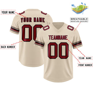 Custom Cream Red Retro Personalized Sleeve Line Authentic Football Jersey