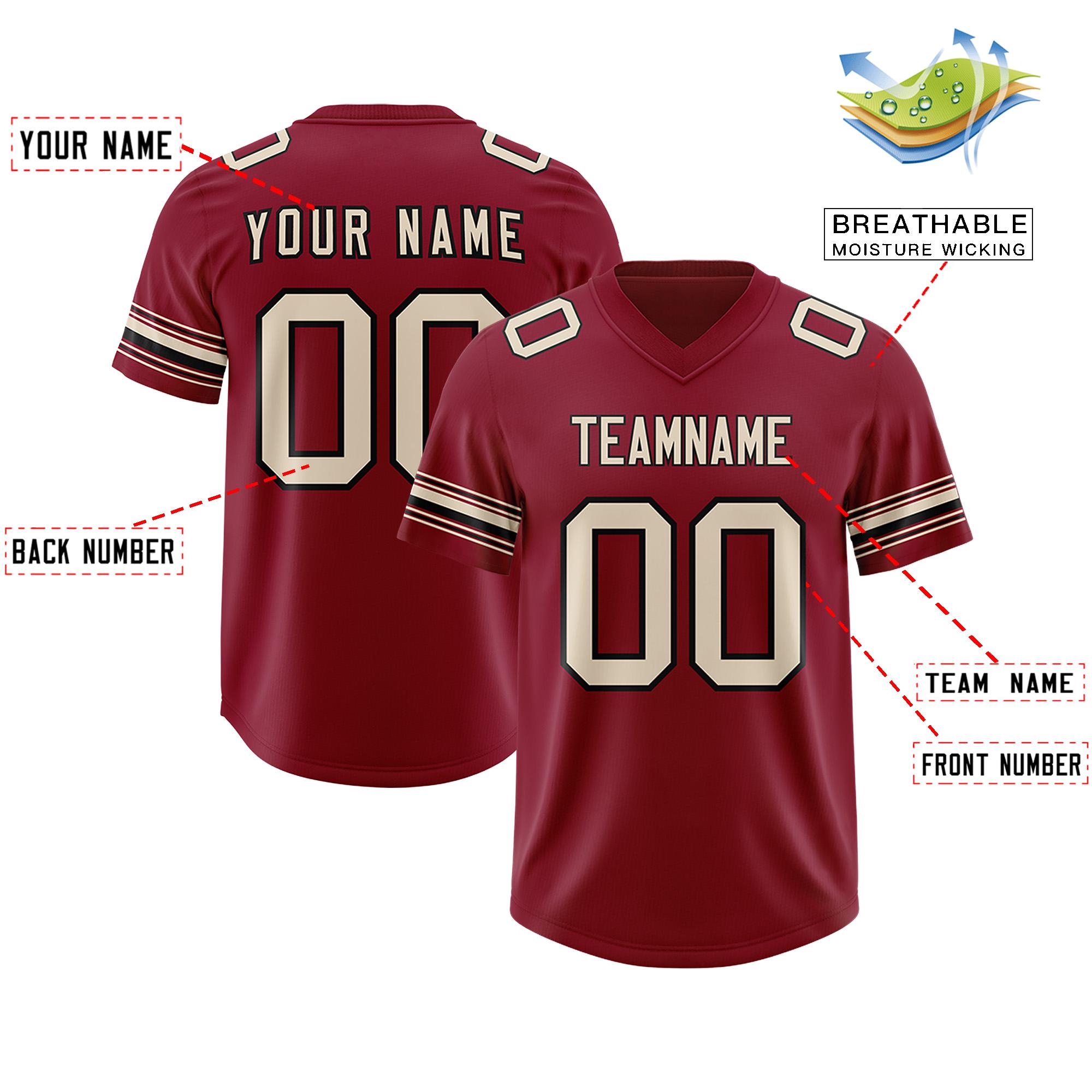 Custom Red Cream Retro Personalized Sleeve Line Authentic Football Jersey