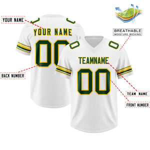 Custom White Green Retro Personalized Sleeve Line Authentic Football Jersey