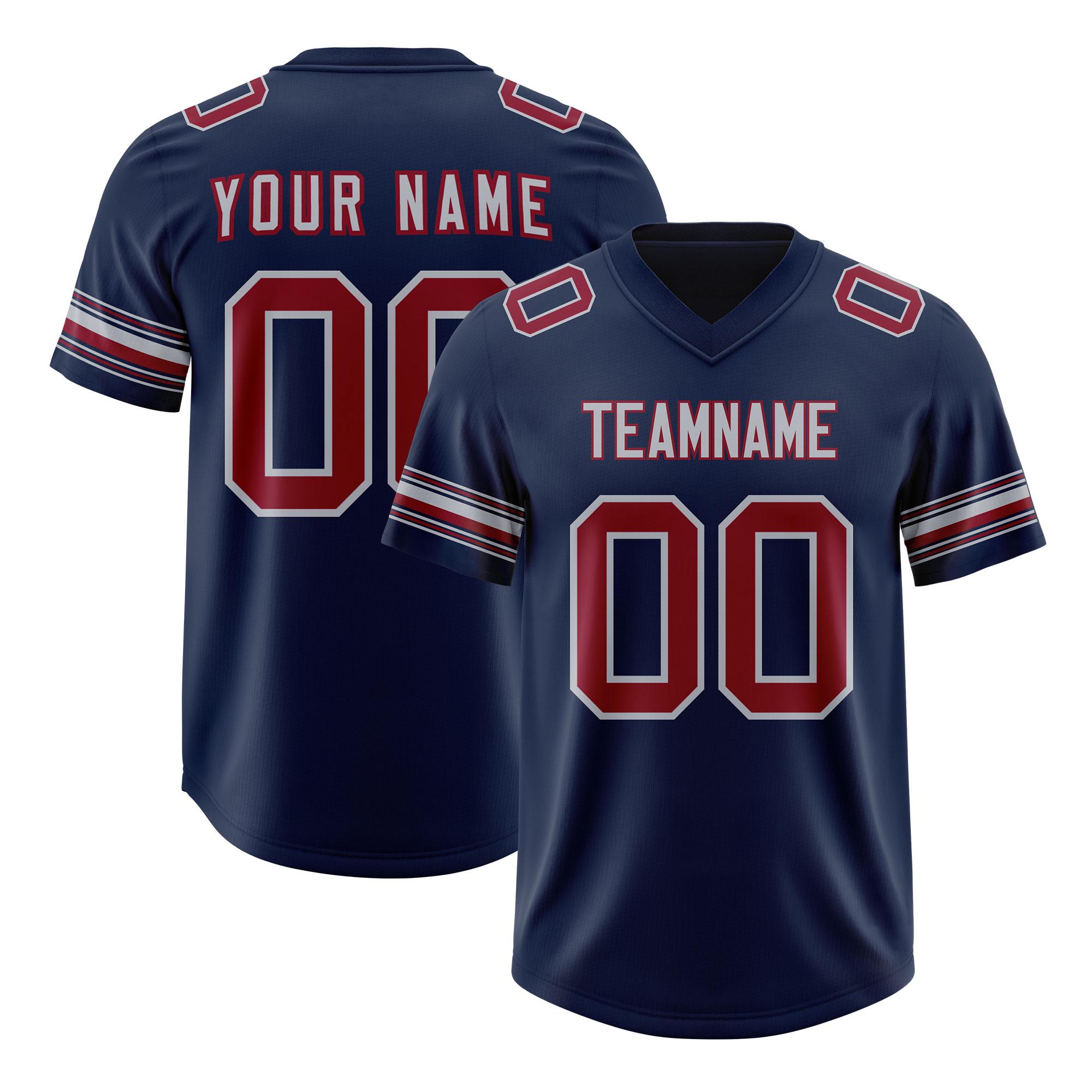 Custom Navy Red Retro Personalized Sleeve Line Authentic Football Jersey