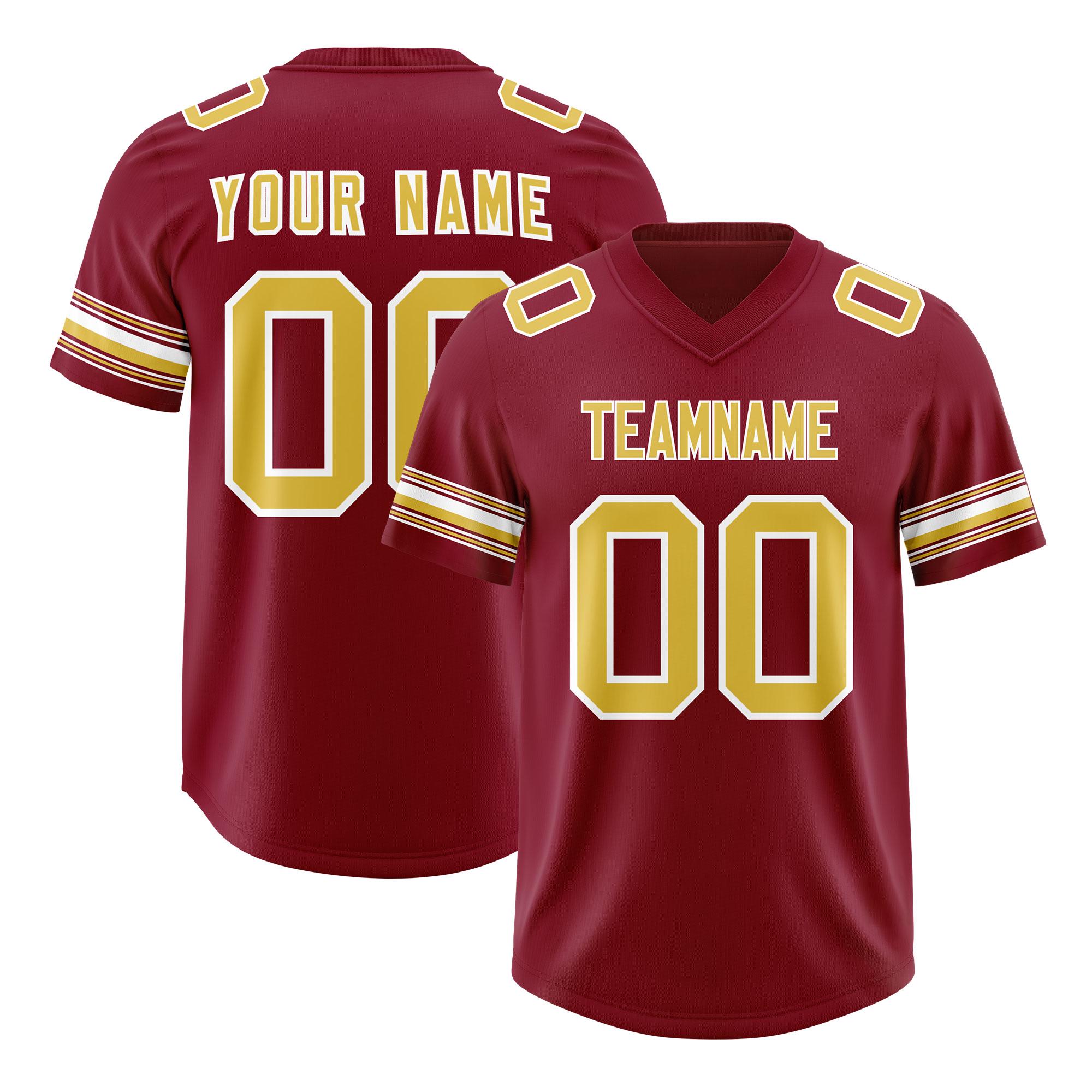 Custom Red Old Gold Retro Personalized Sleeve Line Authentic Football Jersey