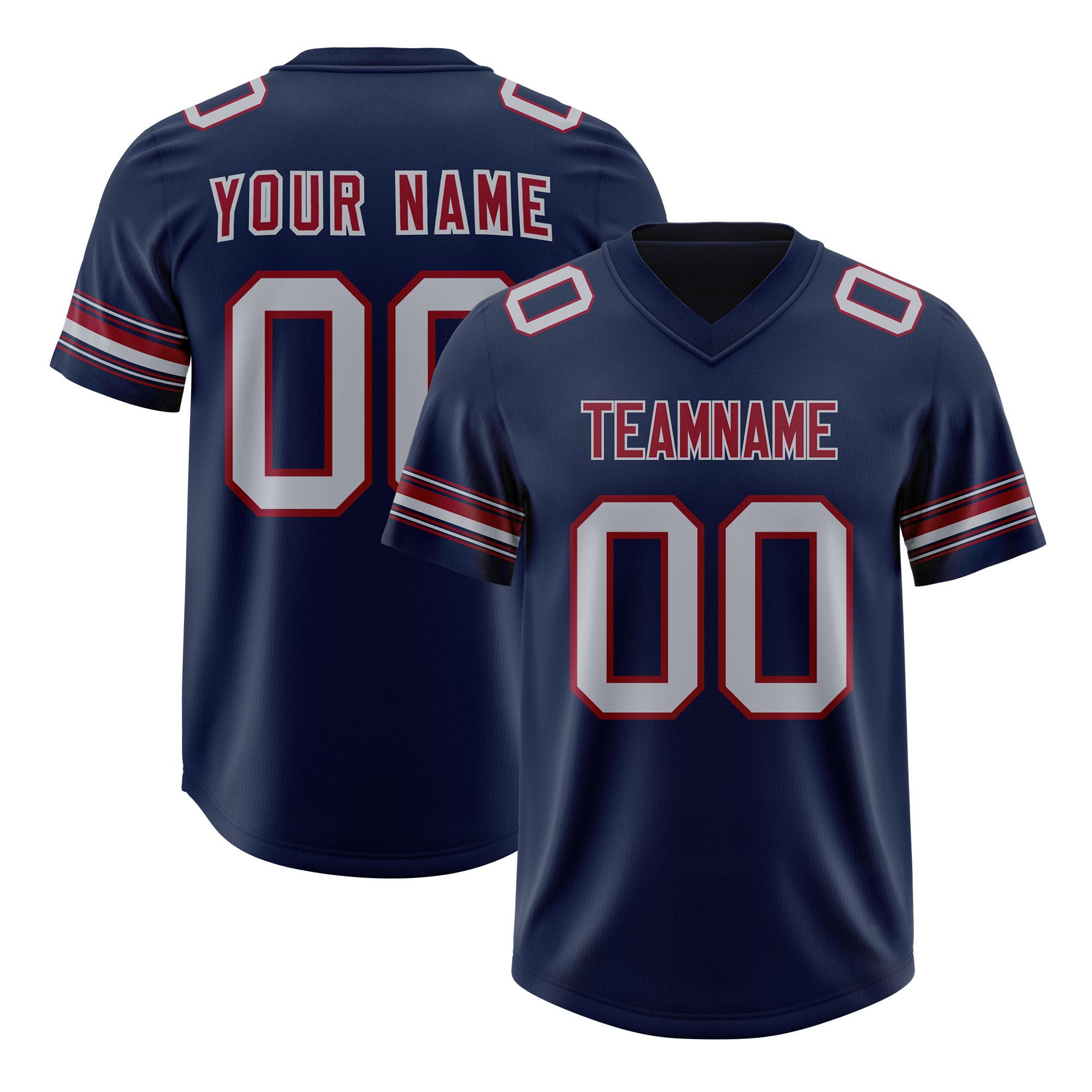 Custom Navy Gray Retro Personalized Sleeve Line Authentic Football Jersey