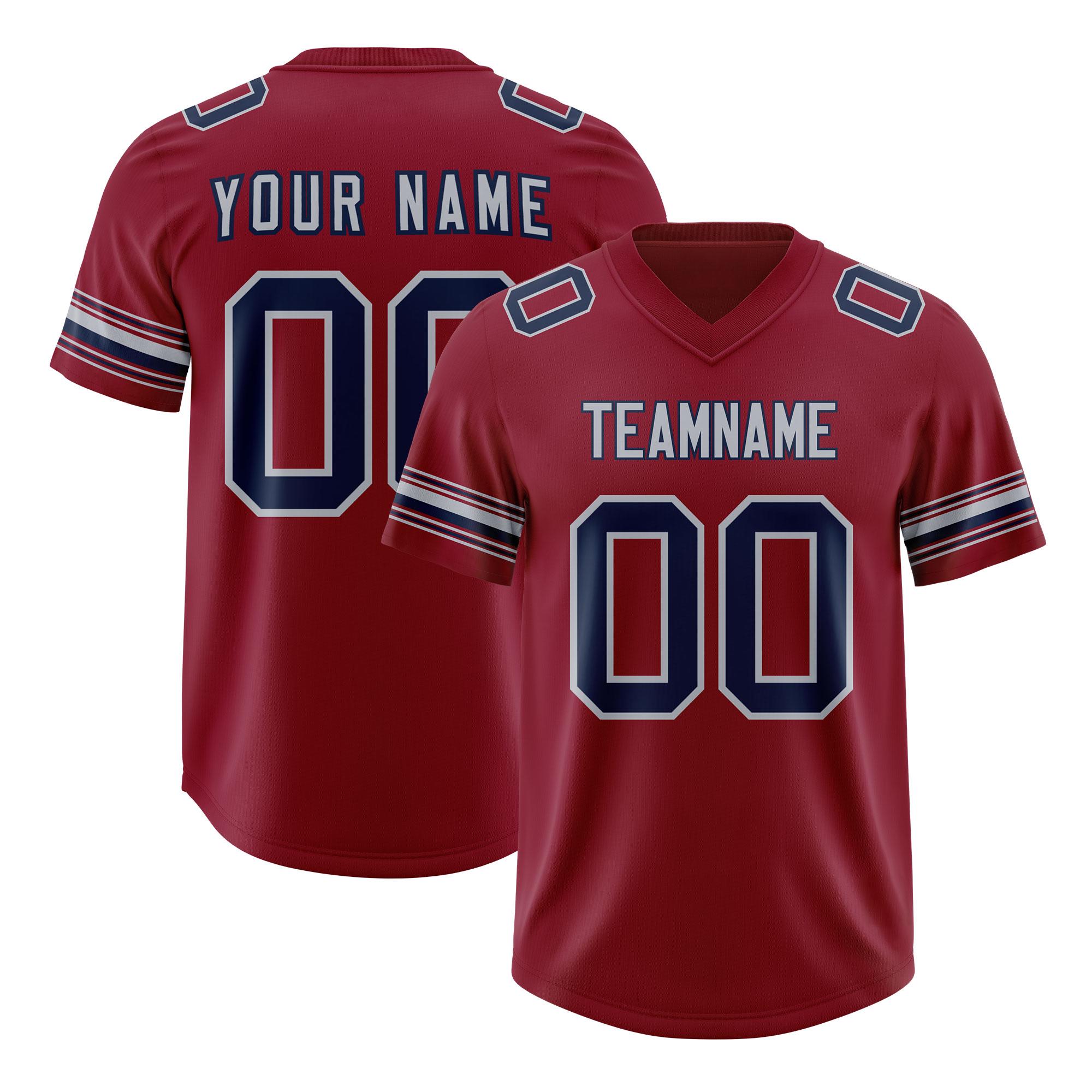 Custom Red Navy Retro Personalized Sleeve Line Authentic Football Jersey