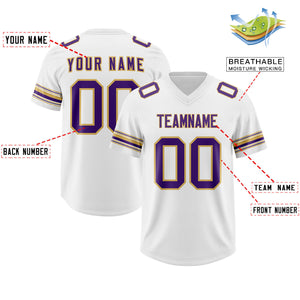 Custom White Purple Retro Personalized Sleeve Line Authentic Football Jersey