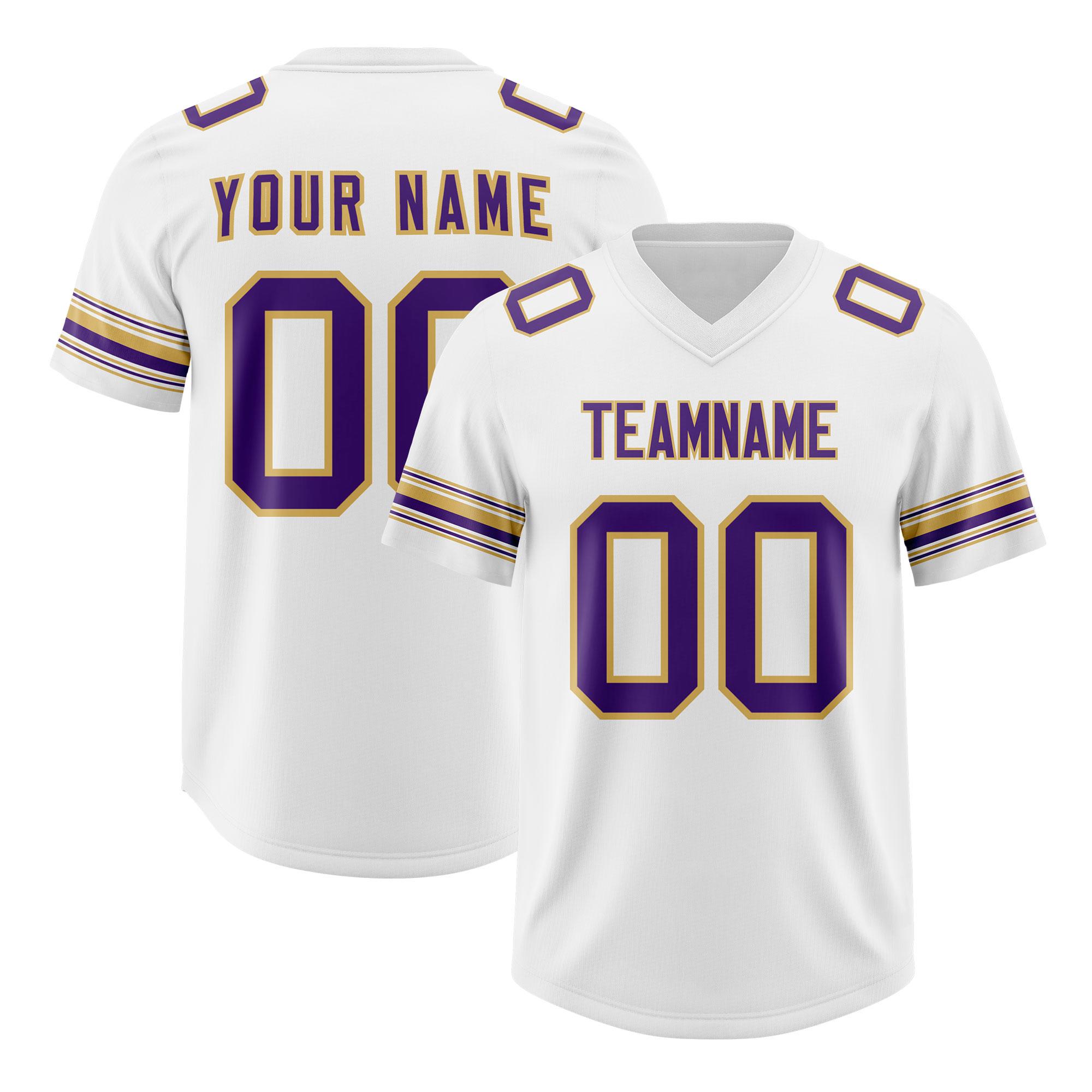 Custom White Purple Retro Personalized Sleeve Line Authentic Football Jersey