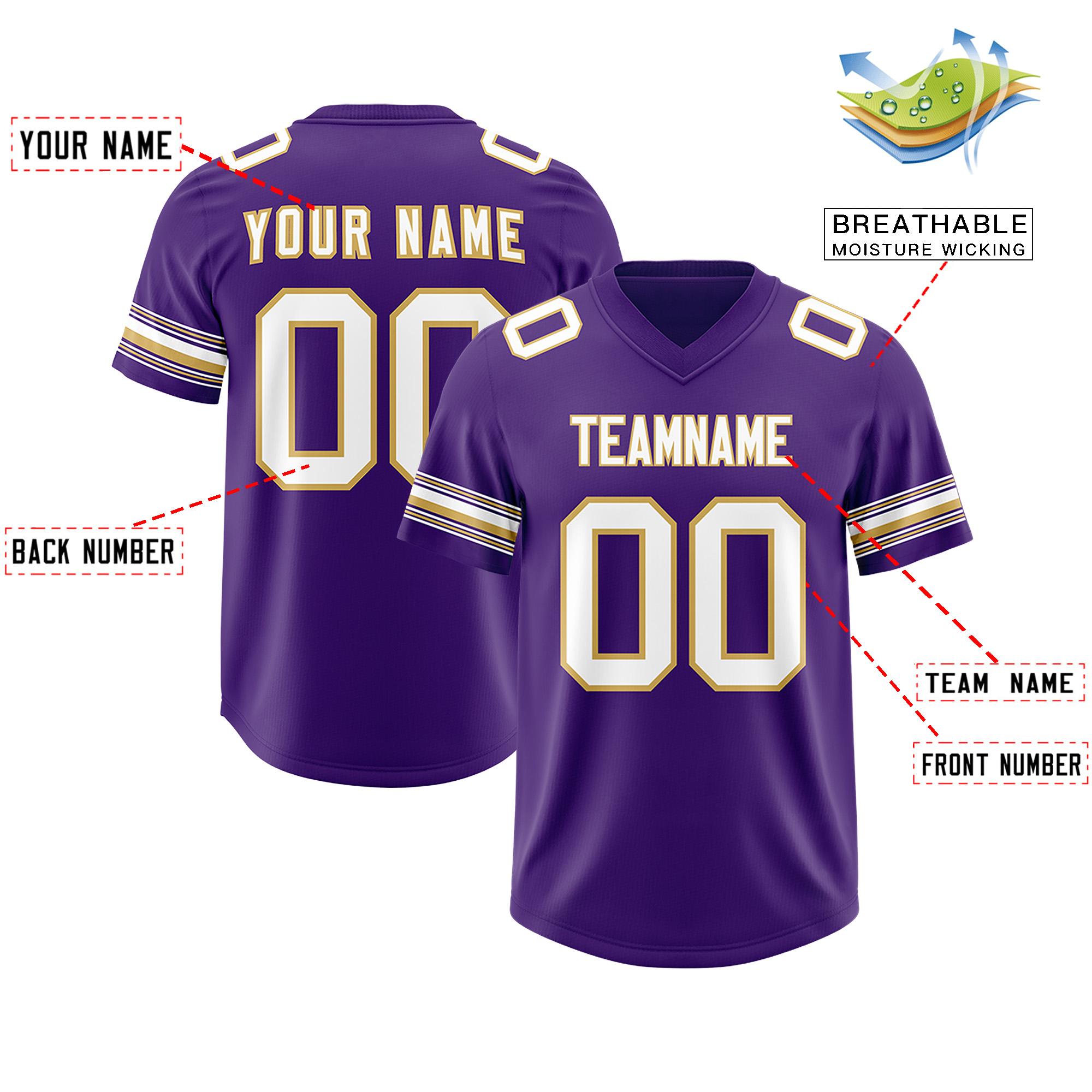 Custom Purple White Retro Personalized Sleeve Line Authentic Football Jersey