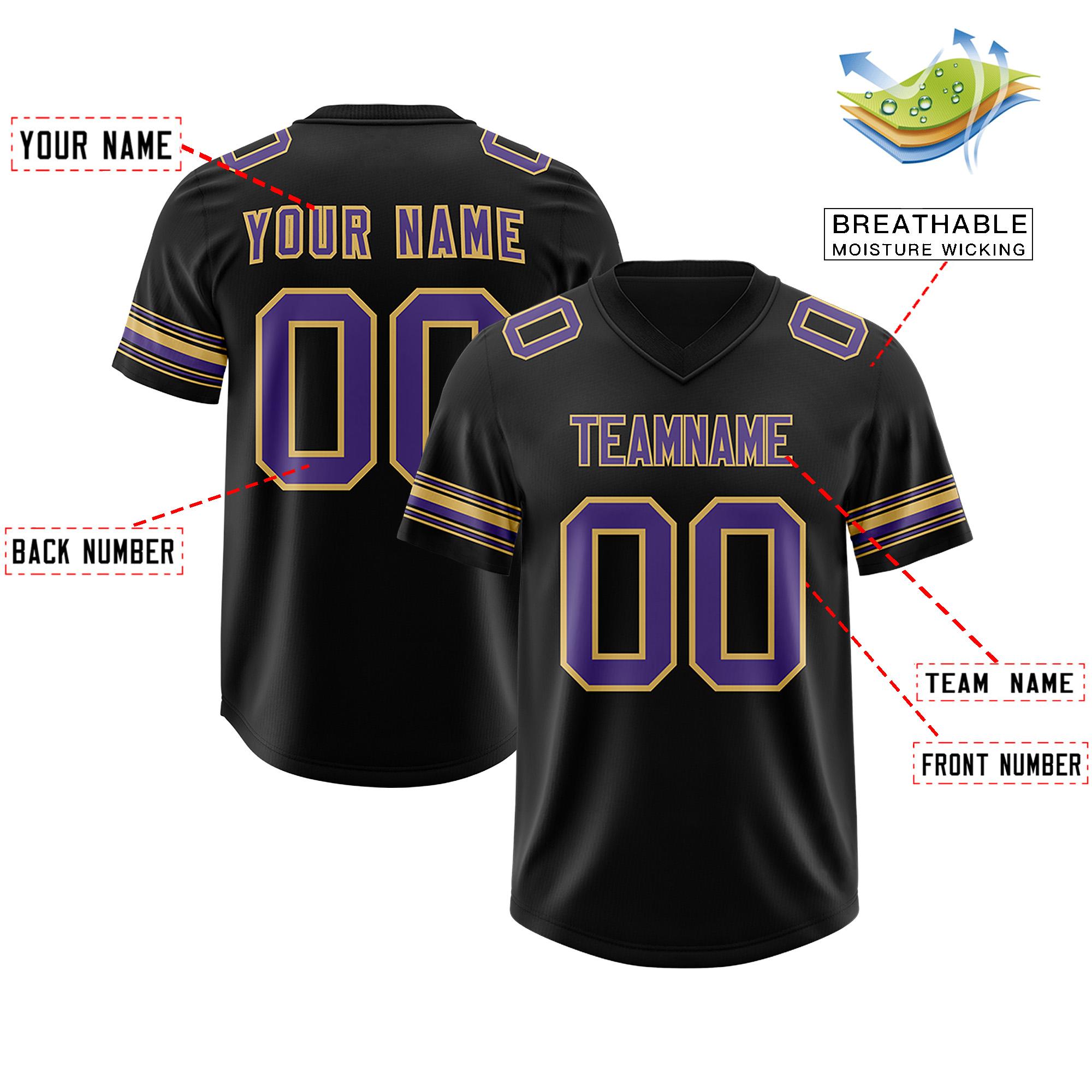 Custom Black Purple Retro Personalized Sleeve Line Authentic Football Jersey