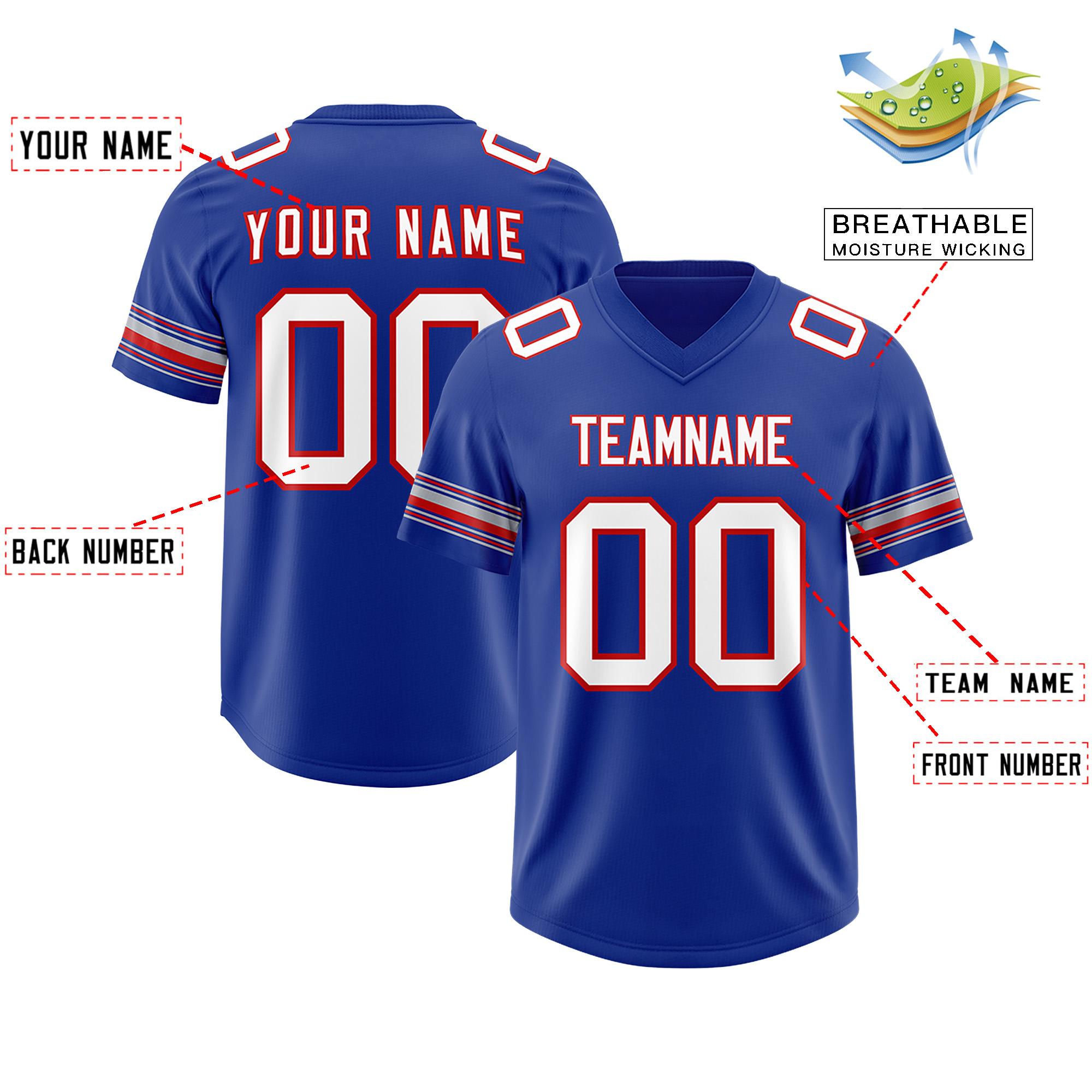 Custom Royal White Retro Personalized Sleeve Line Authentic Football Jersey