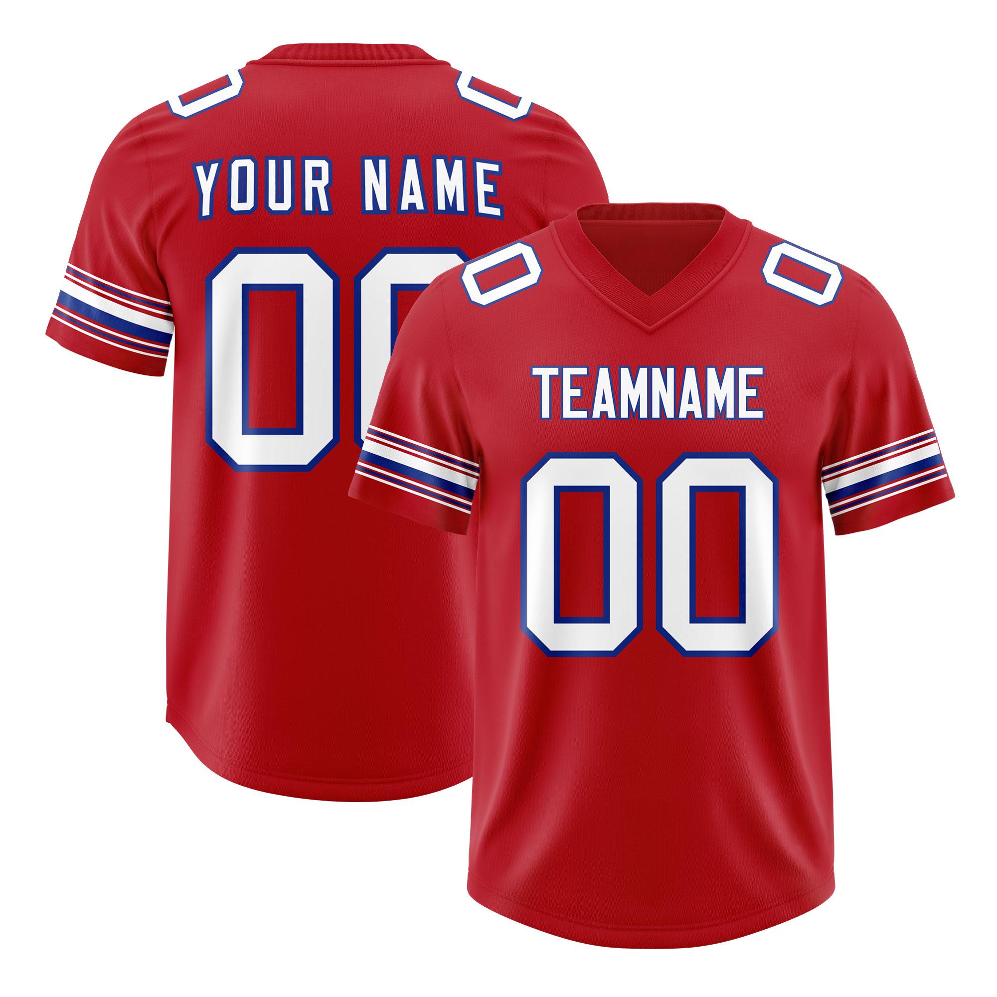 Custom Red White Retro Personalized Sleeve Line Authentic Football Jersey