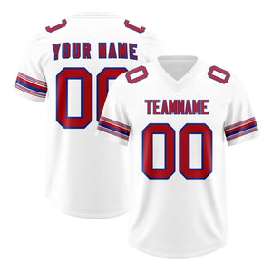 Custom White Red Retro Personalized Sleeve Line Authentic Football Jersey