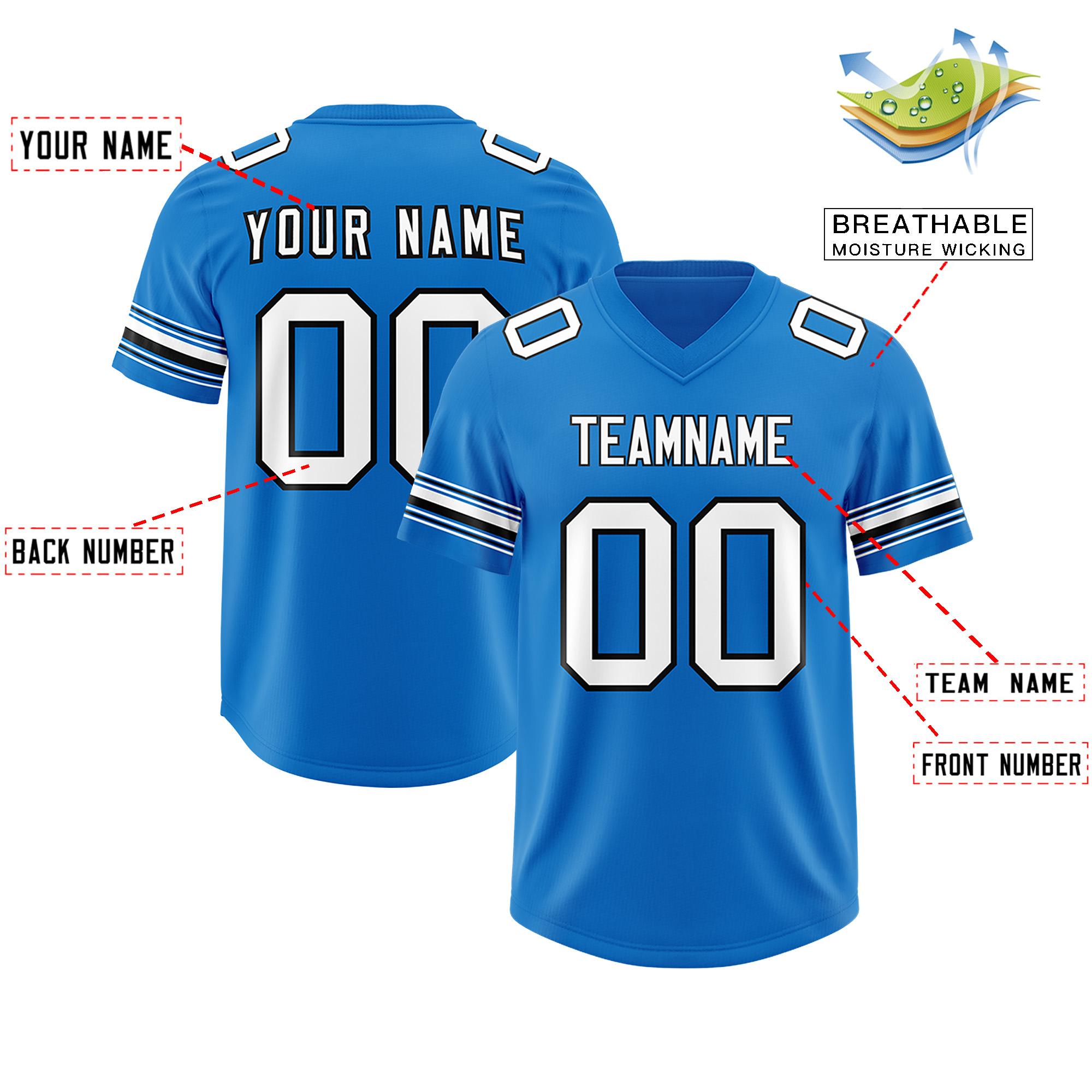 Custom Panther Blue White Retro Personalized Sleeve Line Authentic Football Jersey