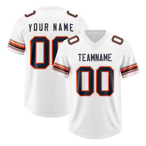 Custom White Navy Retro Personalized Sleeve Line Authentic Football Jersey