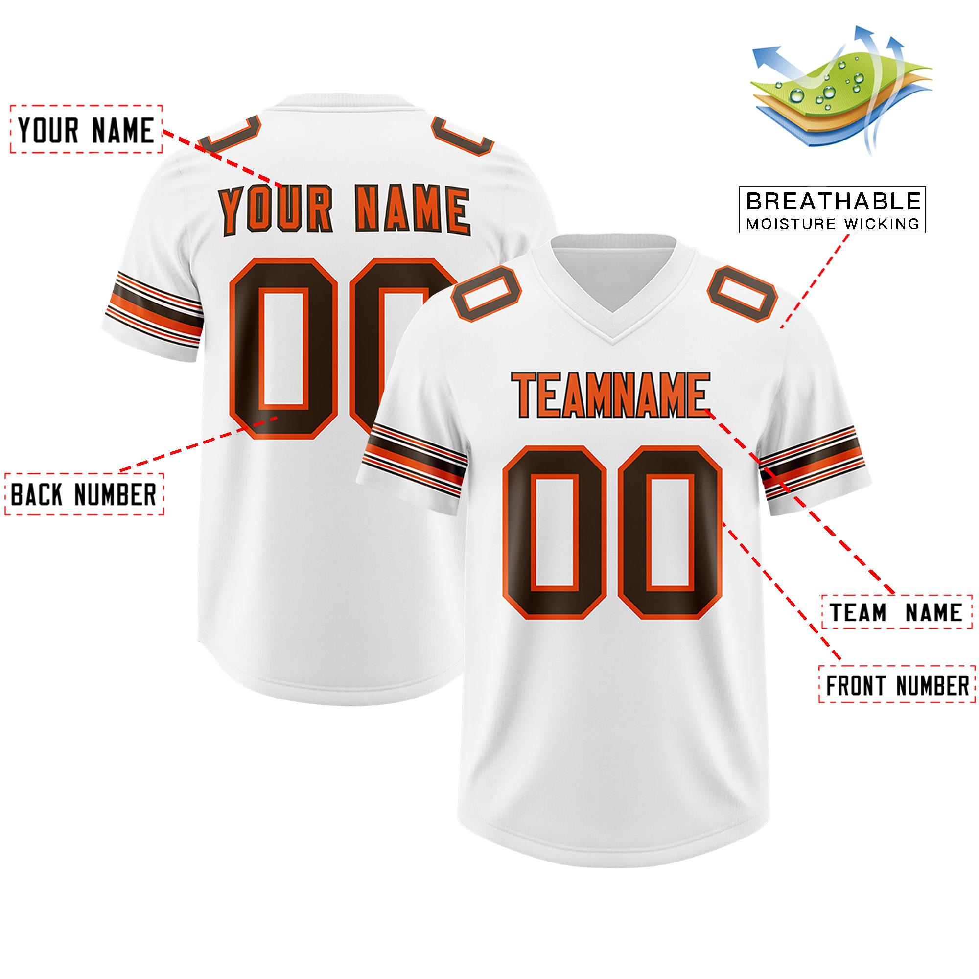 Custom White Brown Retro Personalized Sleeve Line Authentic Football Jersey