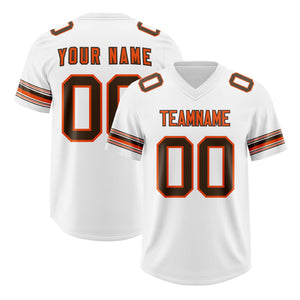 Custom White Brown Retro Personalized Sleeve Line Authentic Football Jersey