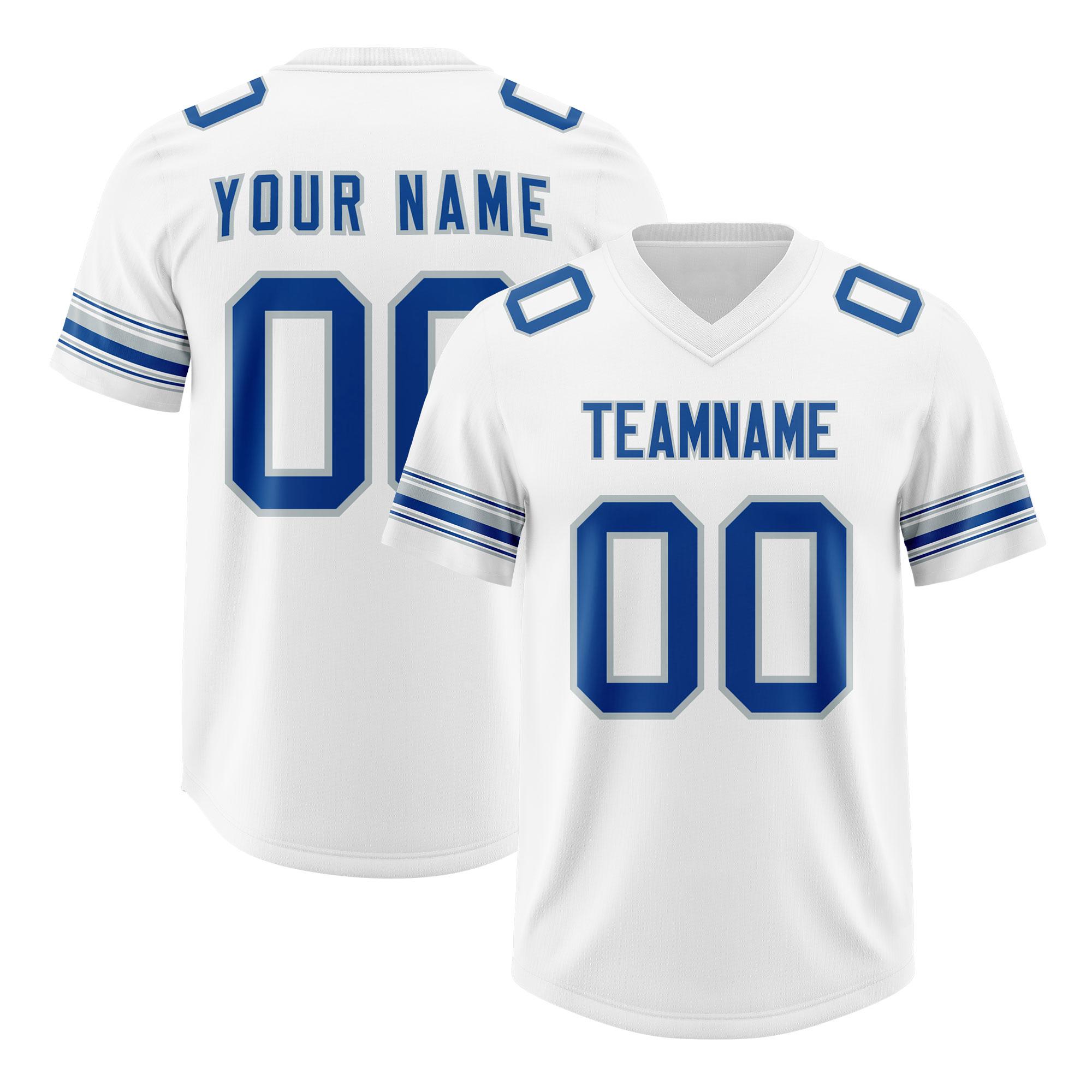 Custom White Royal Retro Personalized Sleeve Line Authentic Football Jersey