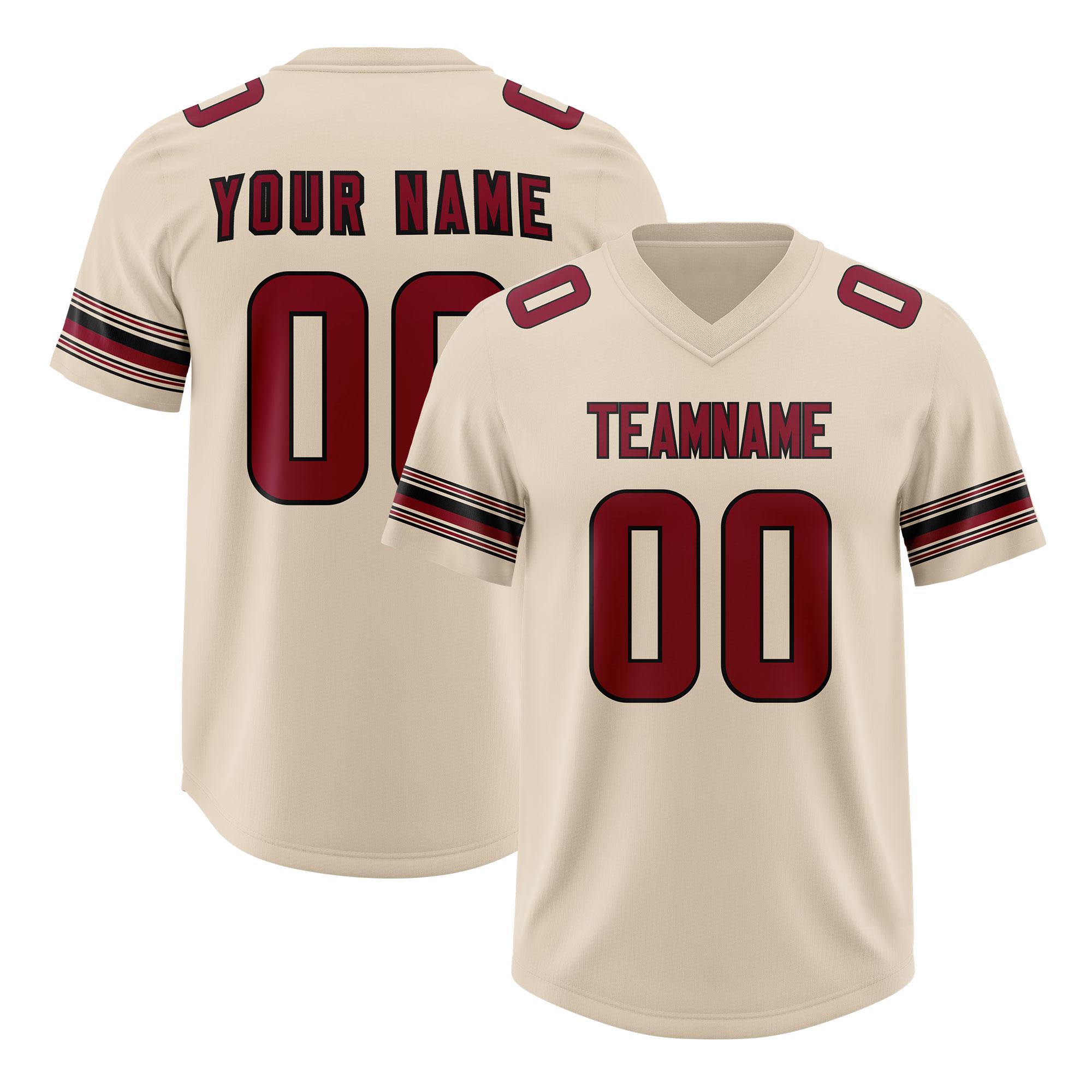 Custom Cream Red Retro Personalized Sleeve Line Authentic Football Jersey