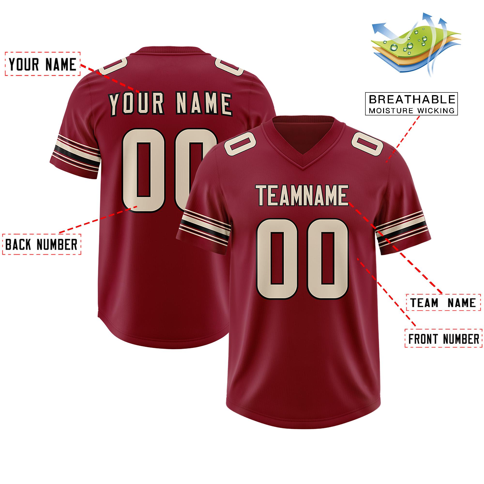 Custom Red Cream Retro Personalized Sleeve Line Authentic Football Jersey