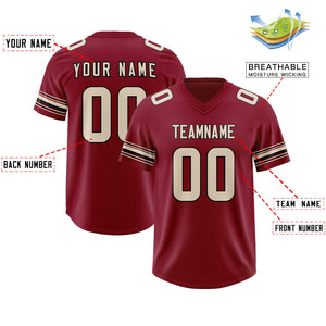 Custom Red Cream Retro Personalized Sleeve Line Authentic Football Jersey