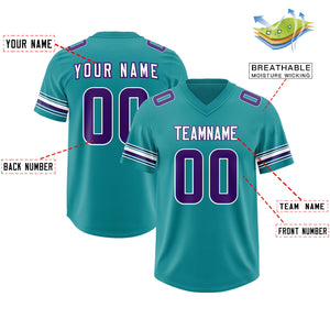 Custom Aqua Purple Retro Personalized Sleeve Line Authentic Football Jersey