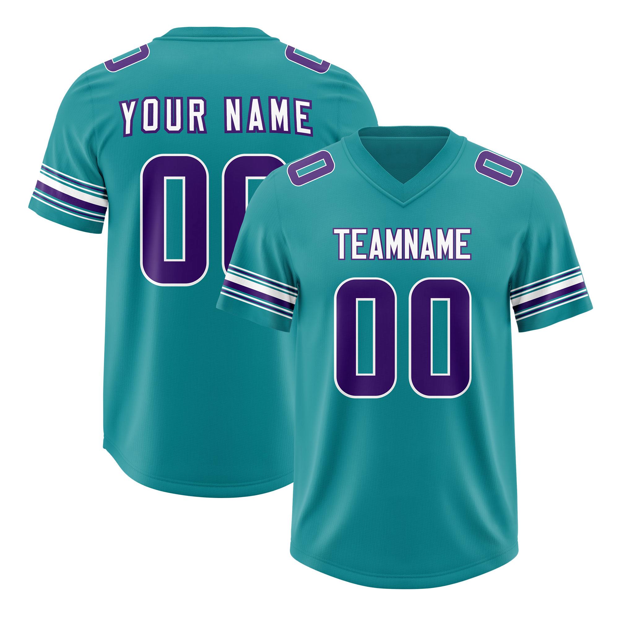 Custom Aqua Purple Retro Personalized Sleeve Line Authentic Football Jersey