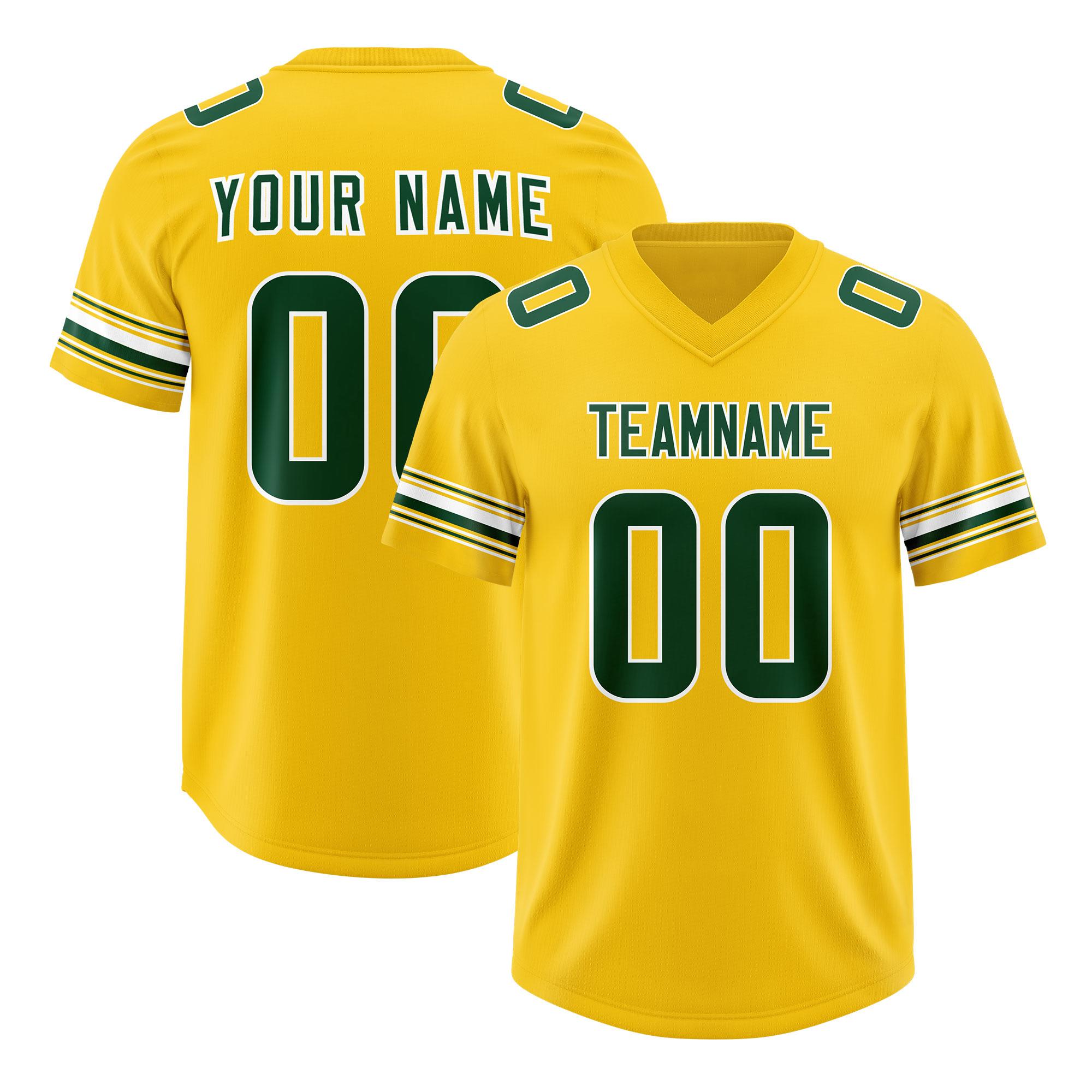 Custom Gold Green Retro Personalized Sleeve Line Authentic Football Jersey