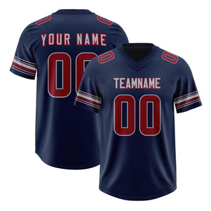 Custom Navy Red Retro Personalized Sleeve Line Authentic Football Jersey