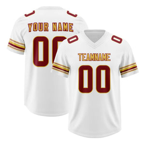 Custom White Red Retro Personalized Sleeve Line Authentic Football Jersey