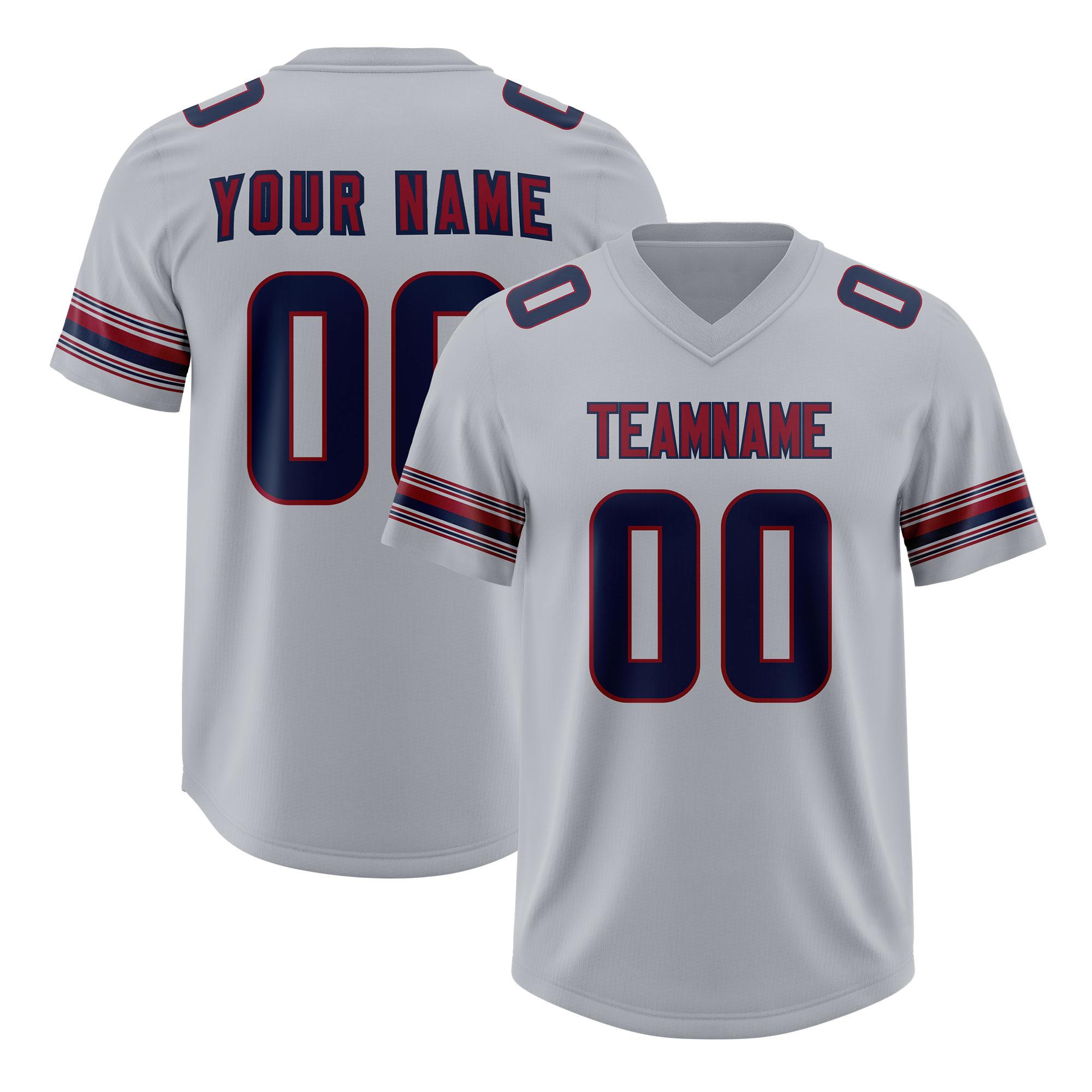 Custom Gray Navy Retro Personalized Sleeve Line Authentic Football Jersey