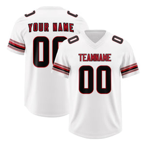 Custom White Red Retro Personalized Sleeve Line Authentic Football Jersey