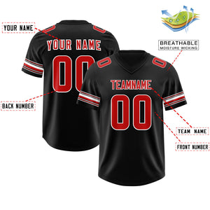 Custom Black Red Retro Personalized Sleeve Line Authentic Football Jersey