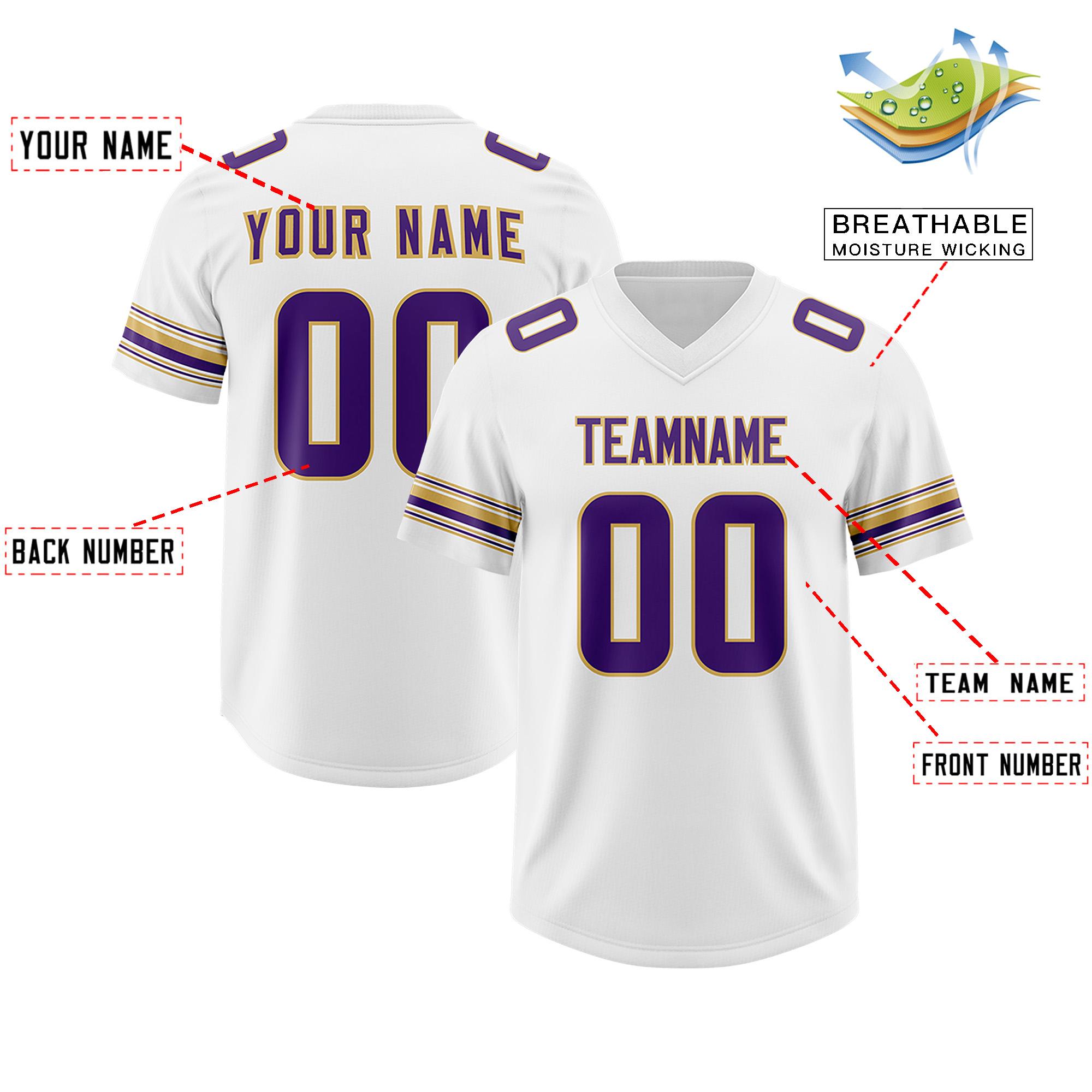 Custom White Purple Retro Personalized Sleeve Line Authentic Football Jersey