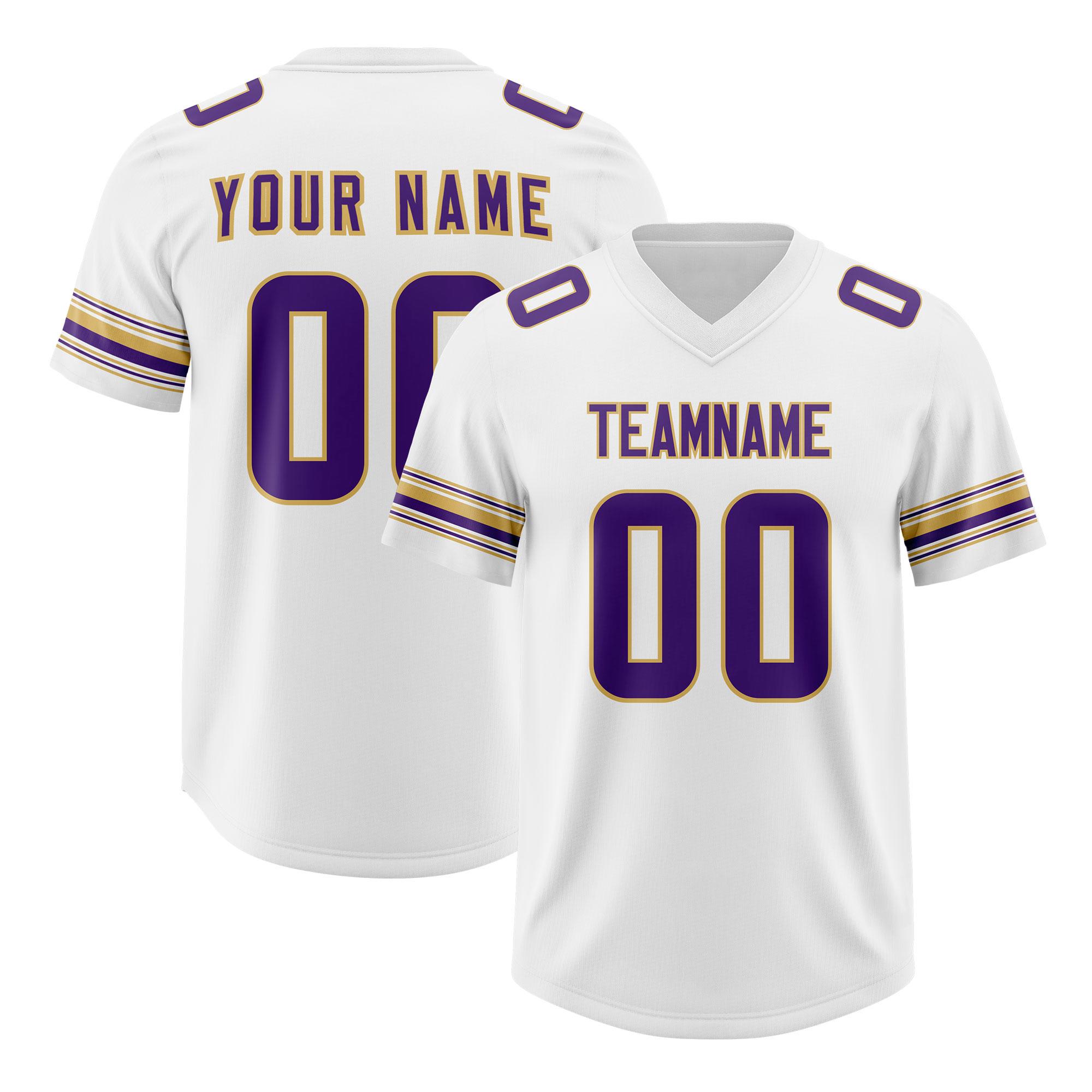 Custom White Purple Retro Personalized Sleeve Line Authentic Football Jersey