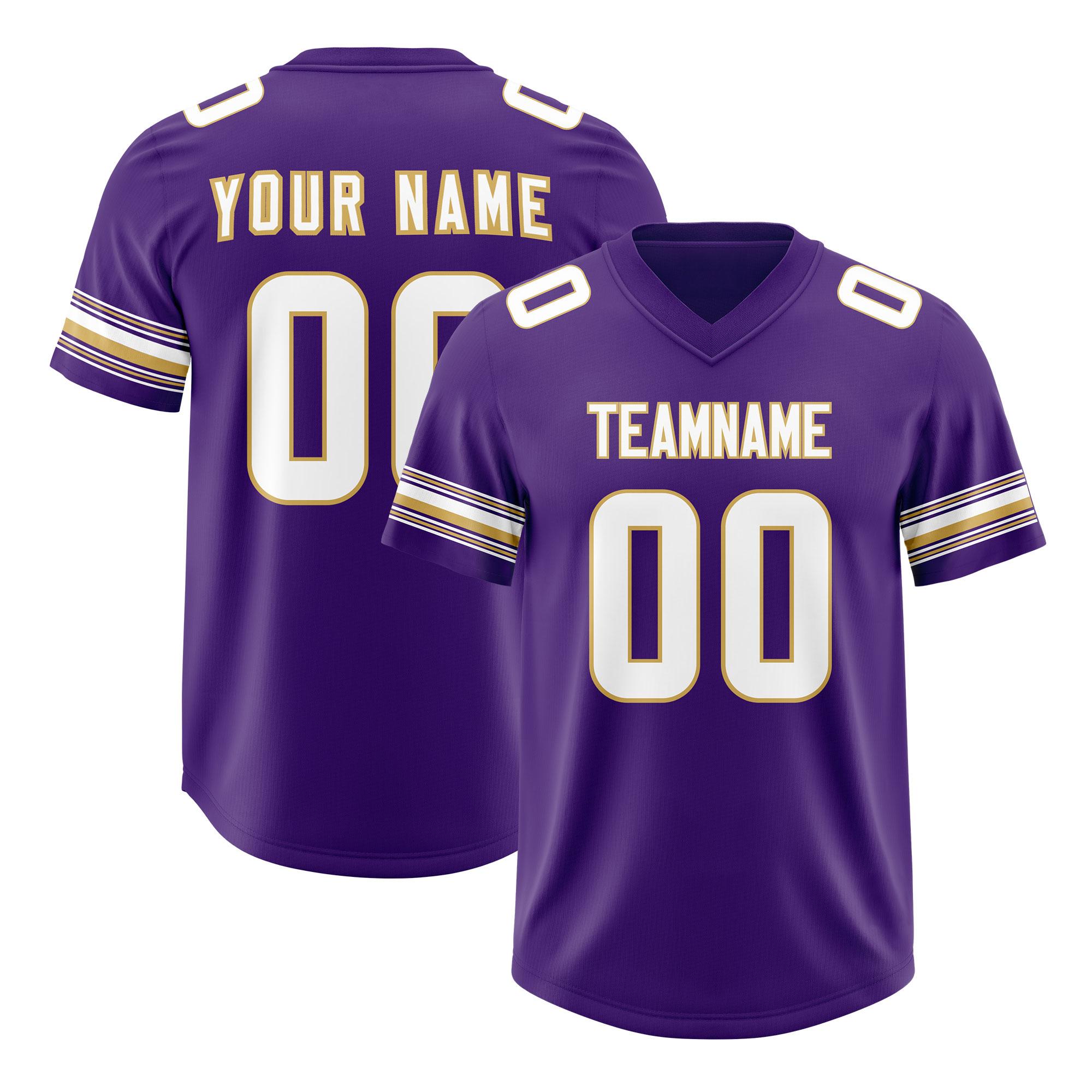 Custom Purple White Retro Personalized Sleeve Line Authentic Football Jersey