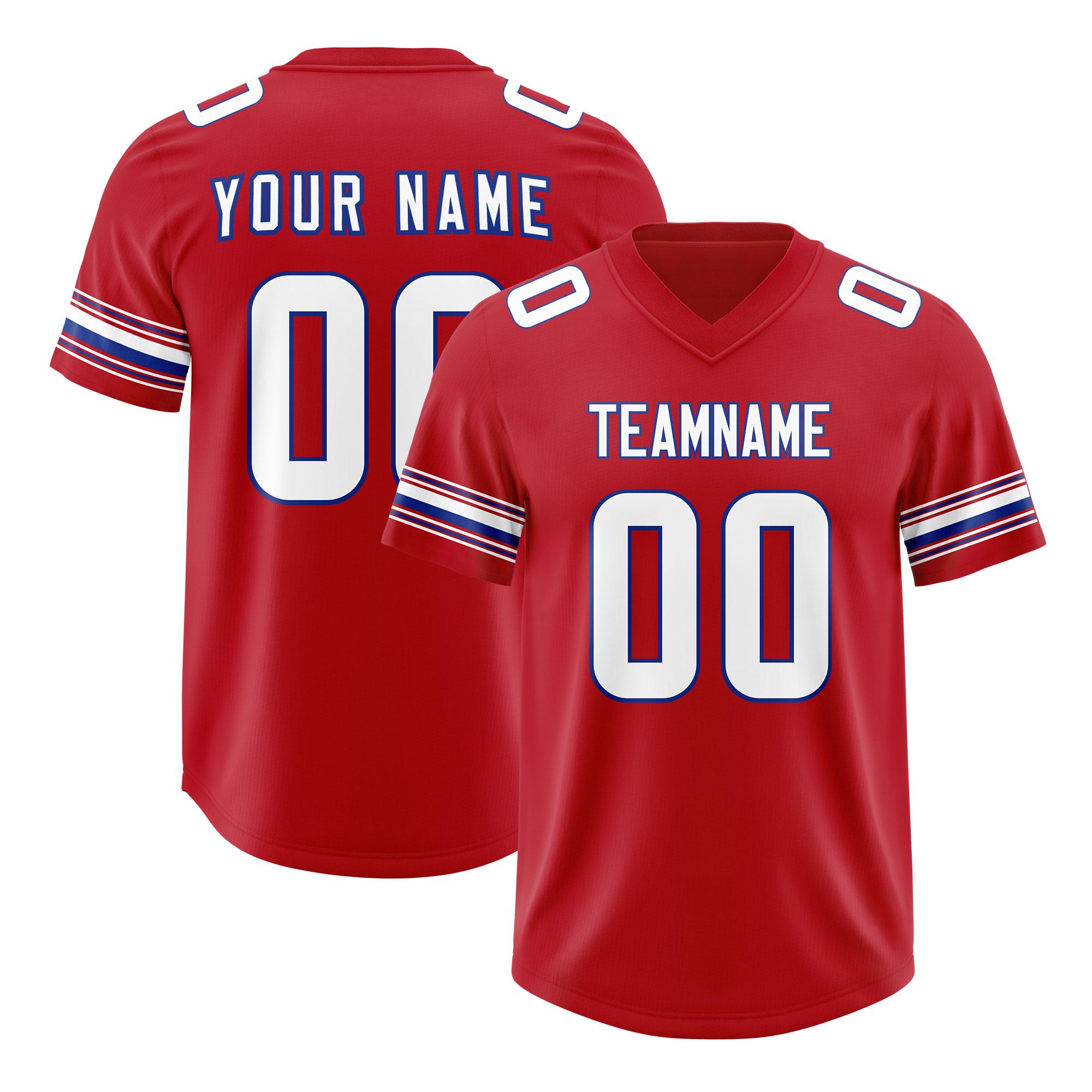 Custom Red White Retro Personalized Sleeve Line Authentic Football Jersey