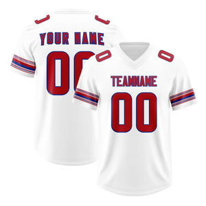 Custom White Red Retro Personalized Sleeve Line Authentic Football Jersey